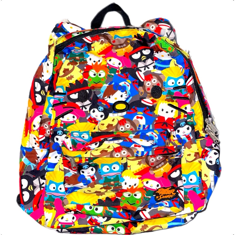 Sanrio X Street Fighter Loungefly Backpack AS IS Rare & Limited Edition